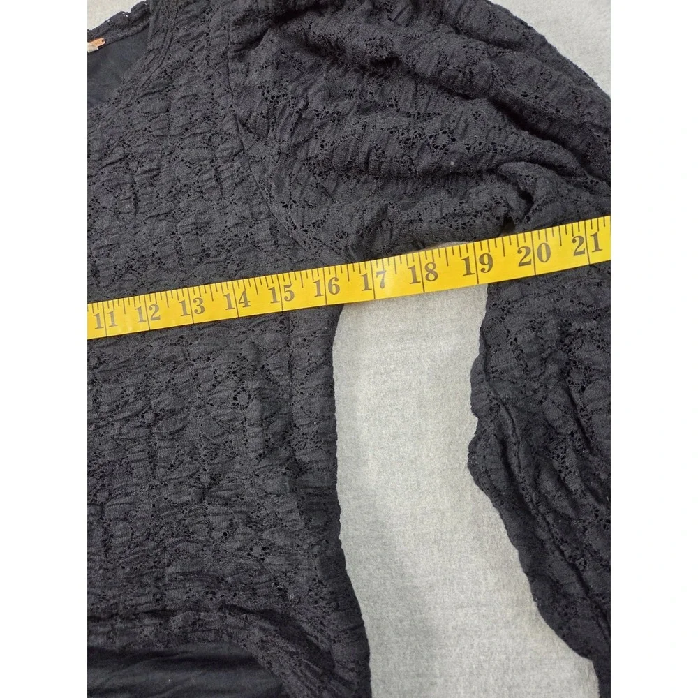 FREE PEOPLE Balloon Sleeve Lace Top‎ Womens L Black Whimsigoth Vamp Open Back